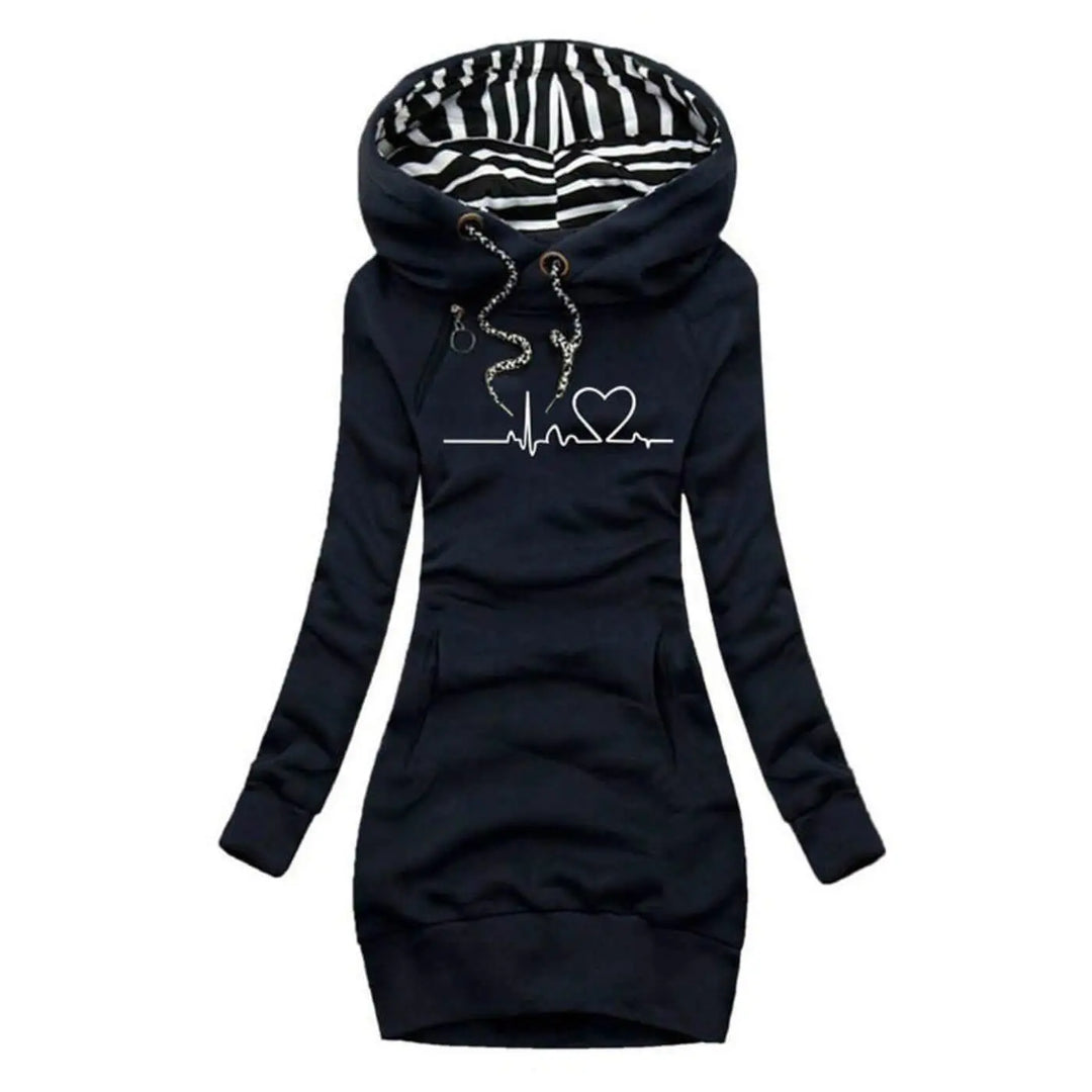 Eugene - Hooded dress with heartbeat print - Elle Toronto