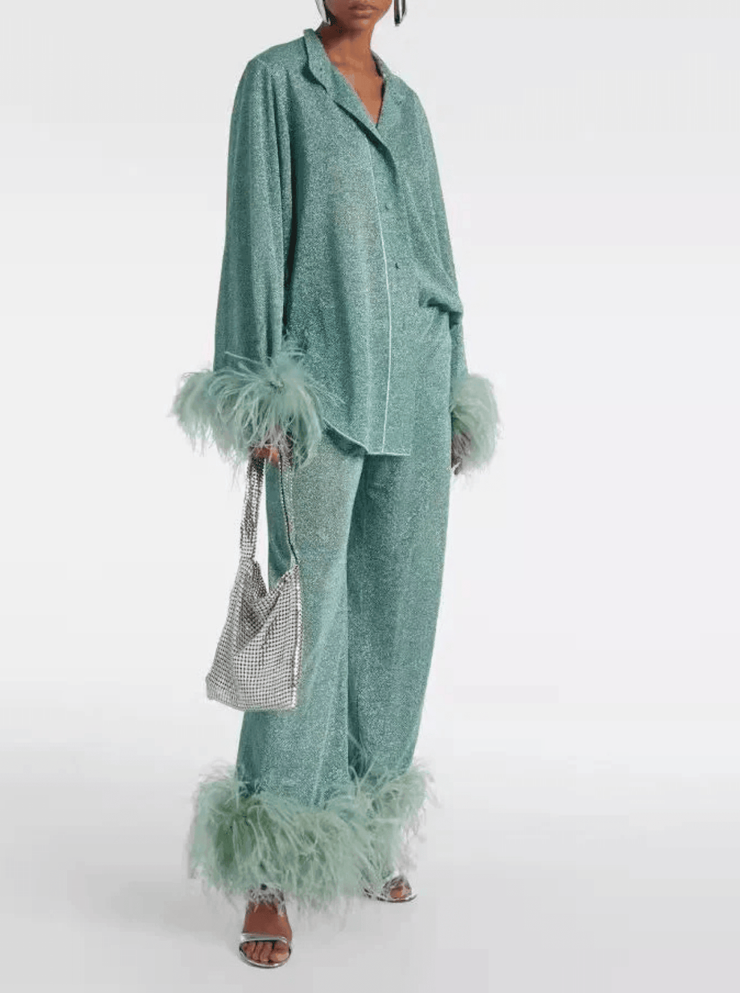 Liya - Feather Collar Two - Piece Set - Elle Toronto