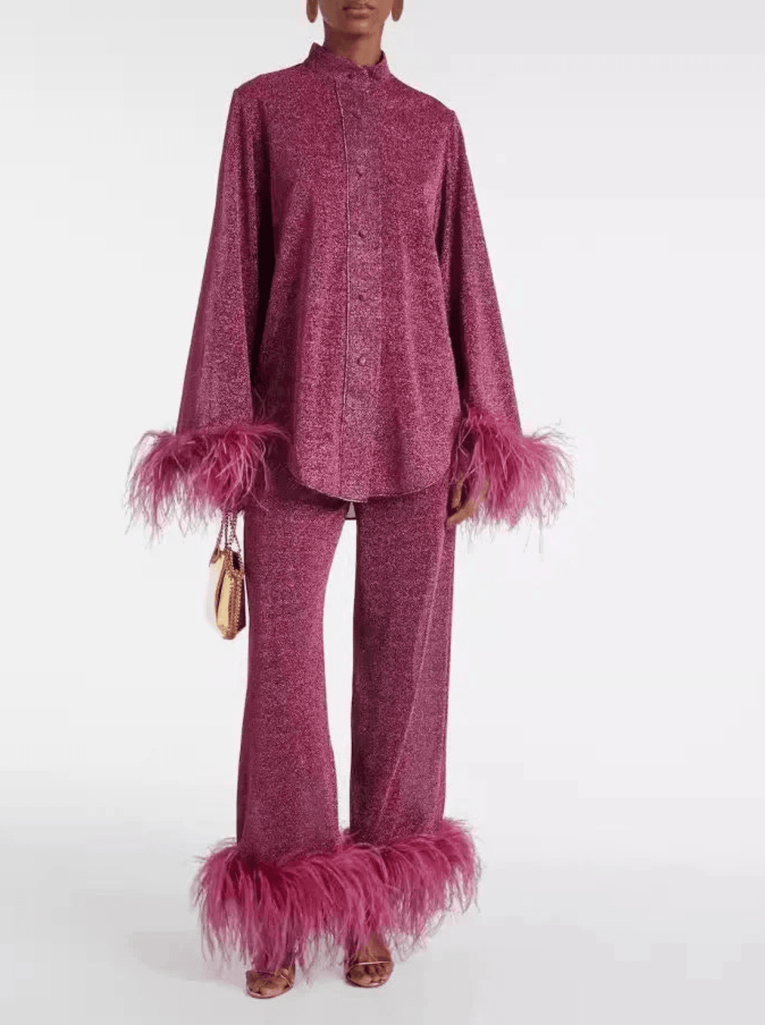 Liya - Feather Collar Two - Piece Set - Elle Toronto